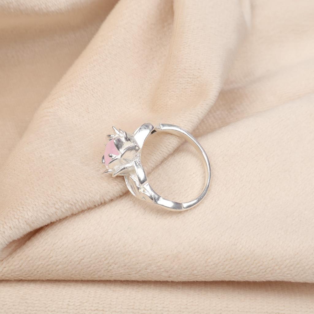 Rose Chalcedony Gemstone 925 Sterling Silver Jewelry Designer Ring Gift For Mom CZR-2-9