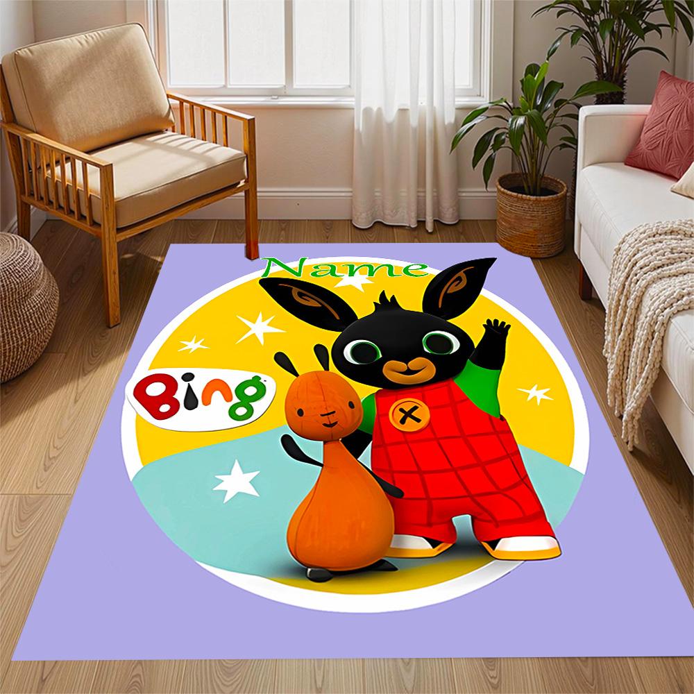 Bunny Friend Personalized Text Floor Mat Perfect for Balcony Hallway Decorate room Living Rooms Anti-slip Rug Anime Office Decor Best for Christmas