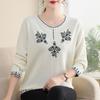 Women's New Autumn Spliced Pullover Round Neck Sweater Base Versatile Top Knit Sweater