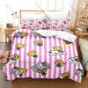 Personality Aggretsuko Anime Bedding Set New Soft Duvet Cover Pillowcases Cute Red Panda Print Bed Set for Kids Adults Bedroom D