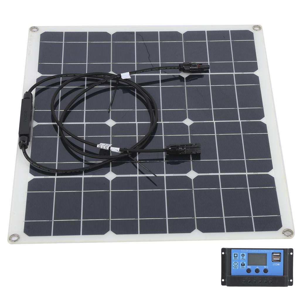 40W Solar Panel Dual USB Charger with 12V/24V PWM Controller 3.3ft Extension Cable20A