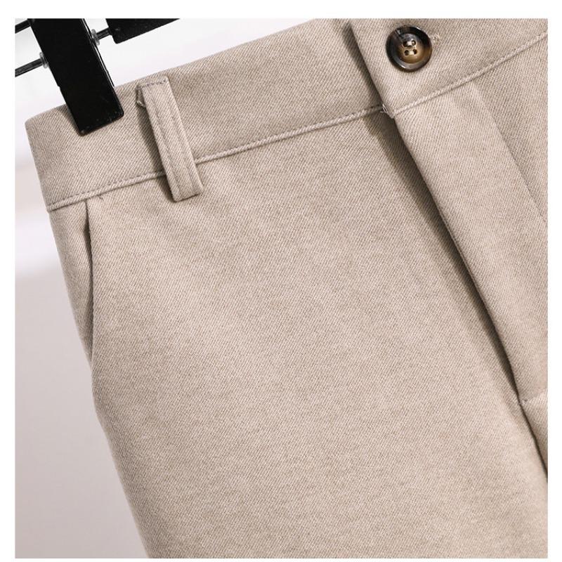 Утолщенные твидовые брюки для женщин, осенне-зимние прямые брюки больших размеров, повседневные брюки