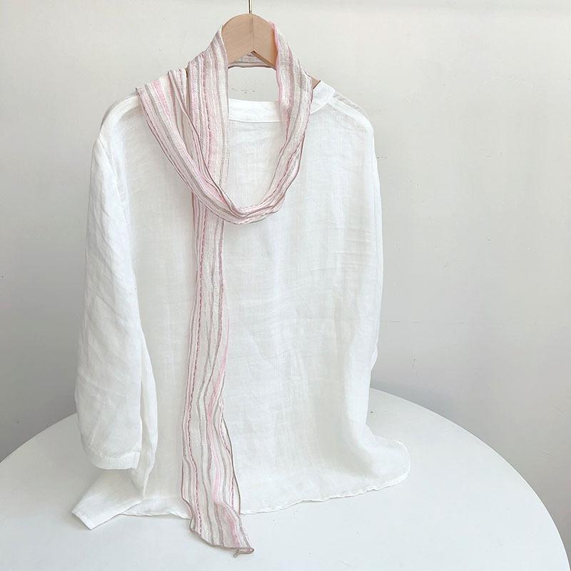 Spring and Summer Thin Linen Scarf Slender Narrow Long Breathable Neck Protection Scarf for Women Versatile Extended Scarf Accessories