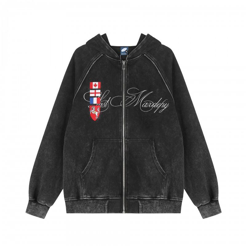 Unisex Oversized Hooded Zip-Up Sweatshirt Streetwear Casual Cotton Pullover Men Women