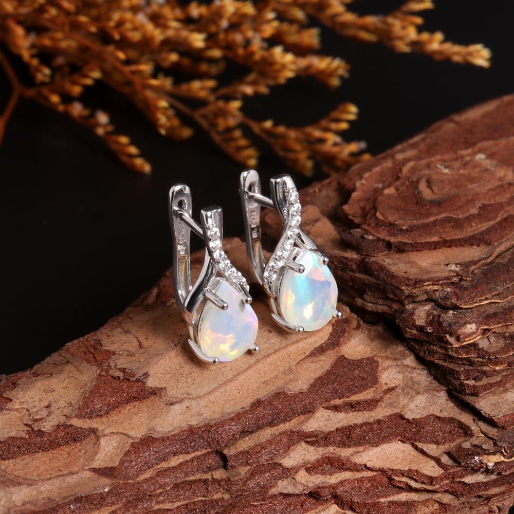 Классические серьги из стерлингового серебра 925 пробы с натуральным эфиопским опалом, изысканные украшения для женщин и девочек, повседневная одежда, подарок