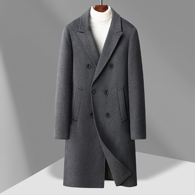 Men's Woolen Coat Men's Medium and Long Suit Collar Double-breasted Korean Version Woolen Coat Men's Coat