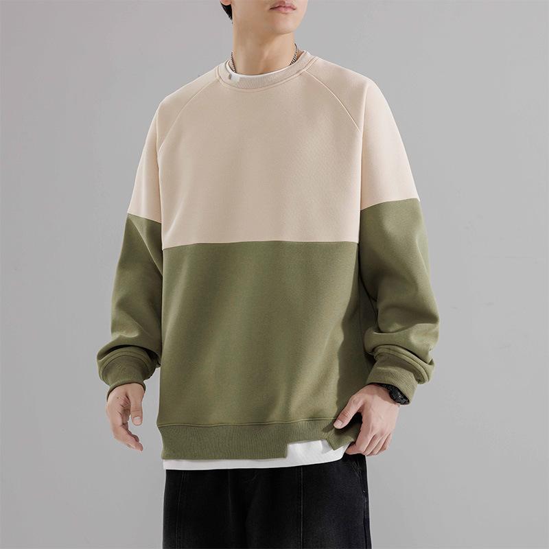 Свитшоты для мужчин на весну и осень, новые свободные топы для подростков, красивые длинные рукава, сращивающиеся поддельные двухсекционные парные пальто