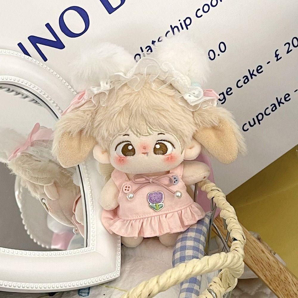 10cm Miniature Dress Set Yellow Pink Doll Headwear Dress Suit Doll Clothes Cotton Stuffed Dolls