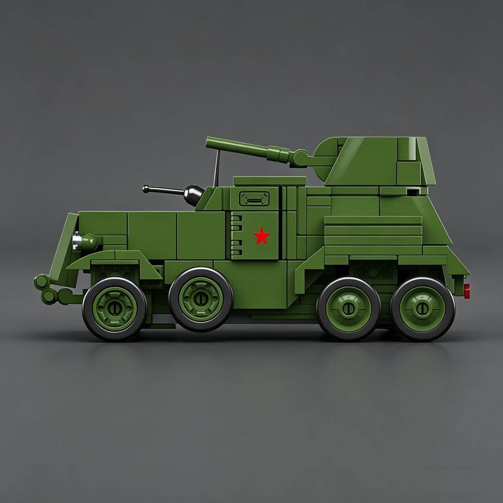 Модель из строительных блоков БА-10 Тяжелый Бронированный Автомобиль: Танк, 8x8 Колесная Боевая Машина, 1:Игрушечная машина в масштабе 35