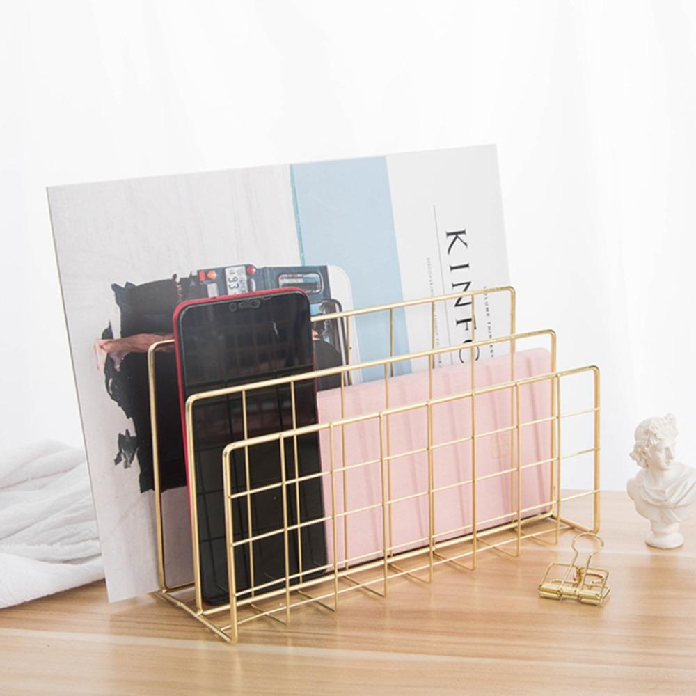 L Shaped File Sorter Organizer Three Grid Mail Sorter Holder Bookcase Holder For Office Workers