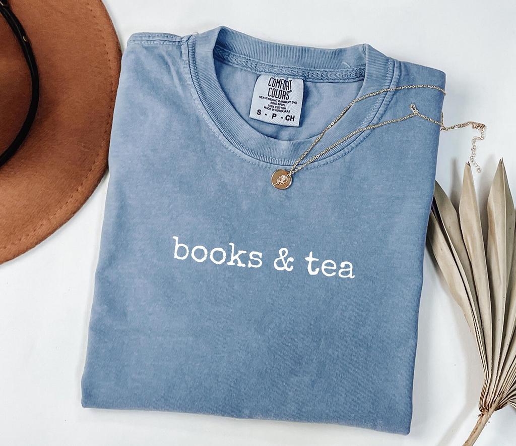 Books and Tea Shirt, Funny Book Lover Graphic Tee, Cozy Reading T-Shirt, Bibliophile Top, Introvert Bookworm Gift, Library Reader Shirt