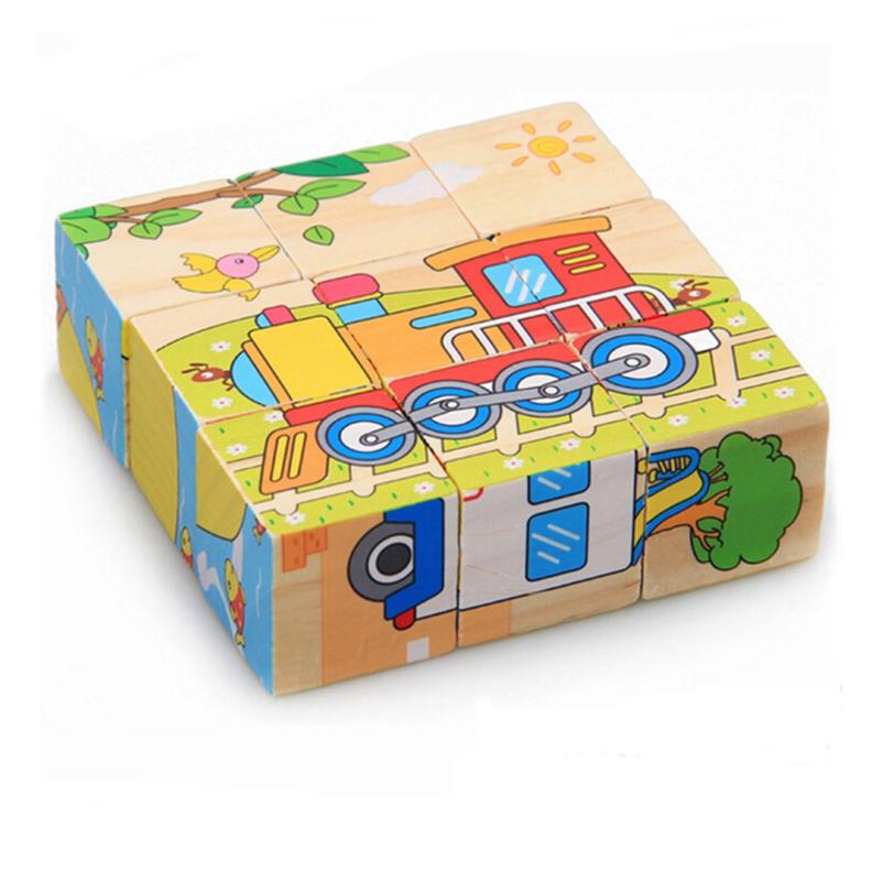 Farm Animal Six Patterns Nine Dimensional Puzzle Cartoon Building Blocks Kids Educational Toy
