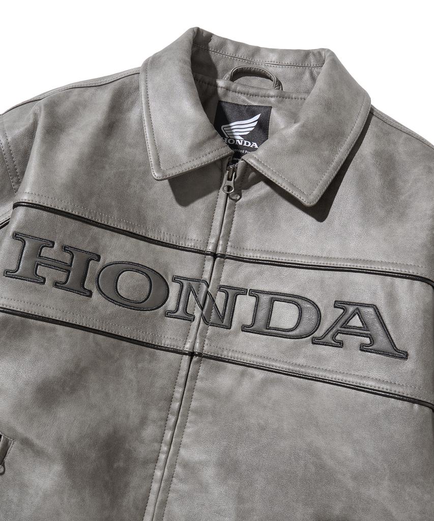 Phyps Motorcycle Engineered Leather Piping Motorcycle Jacket Gray