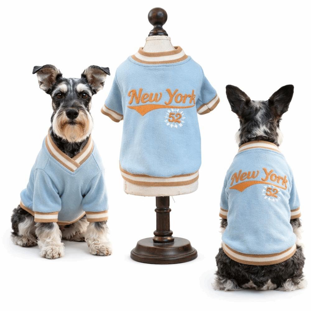 Denim Dog Baseball Shirt New York Dog Vest Handsome Dog Cat Clothes For Spring Summer Autumn
