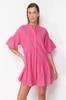 Women's Dress New Season Fashion Pink Wide Fit Mini Woven Ruffle Beach Dress