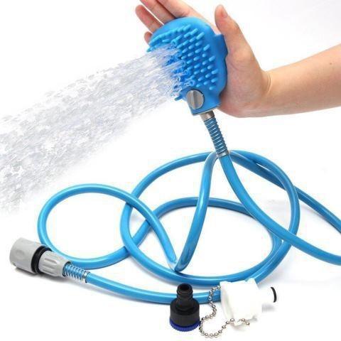 Pet Bath Brush Silicone Massage Brush with Spray Nozzle Dog Cat Cleaning Shower Grooming Tool