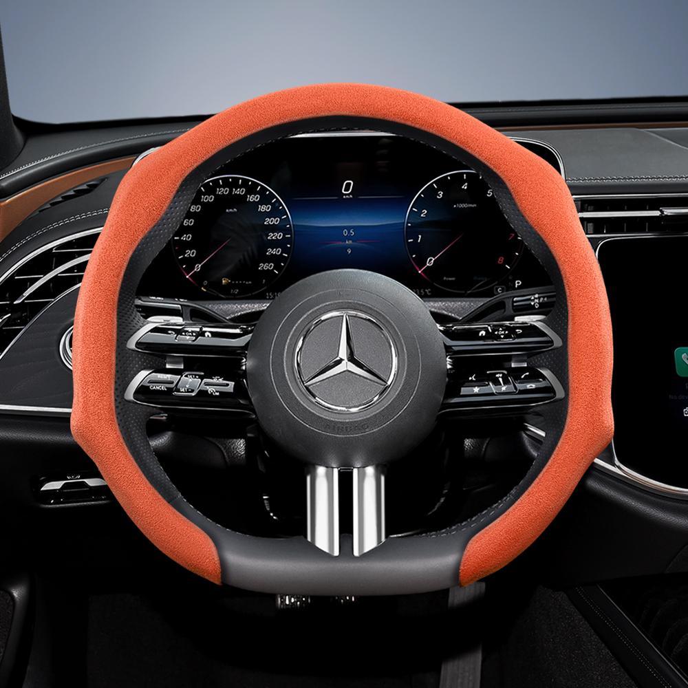 Подходит для премиальных замшевых накидок на руль Mercedes-Benz с защелками, нескользящих и долговечных, доступны в круглом и D-образном исполнении