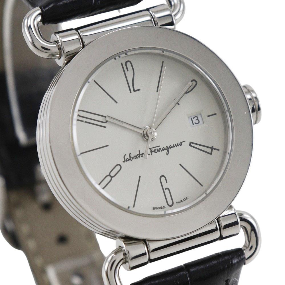 Salvatore Ferragamo Часы белый циферблат Нержавеющая сталь/кожа Кварцевые Аналоговый дисплей Женские Б/у