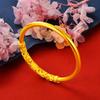 Gold Color Fu Zi Carved Hollow Bracelet 24K Gold Women's Fashion Bracelet