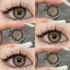 2Pcs Natural Green Colored Contacts Blue Lenses Korean Brown Eye Contacts Yearly Lens Makeup Gray Pupils Use for Eye
