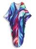 EDOLYNSA Blue Bohemian Relaxed Long Dress Kaftan Caftan Vacation Party House robe Bathing suit cover up Beach Wear Q1634