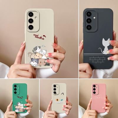 Милые чехлы с изображением кошек для Samsung A56 A26 A16 S25 Plus Ultra F14 A05 A36 A05S, бампер, милый узор с заживлением, силиконовые ультратонкие новые чехлы, прочные для Samsung