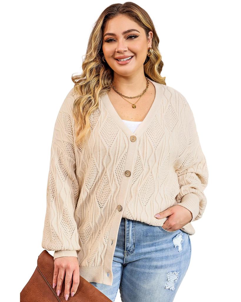 Azura Exchange Абрикосовый плюс размер вязаный ажурный кардиган на пуговицах