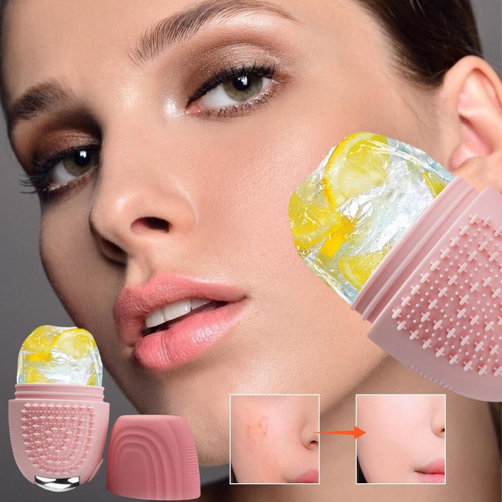 Facial Ice Mold, Pink Silicone Ice Roller For Face, Facial Massage Cooling Mold, Ice Mold For Skincare Routine less