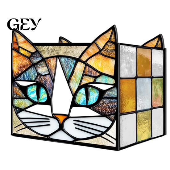 Corgi Relief Storage Container Stained Glass Style Pen Holder, Unique Acrylic Desktop Organizer, 3D Home Office Desk Supplies Embossed Pattern Planter