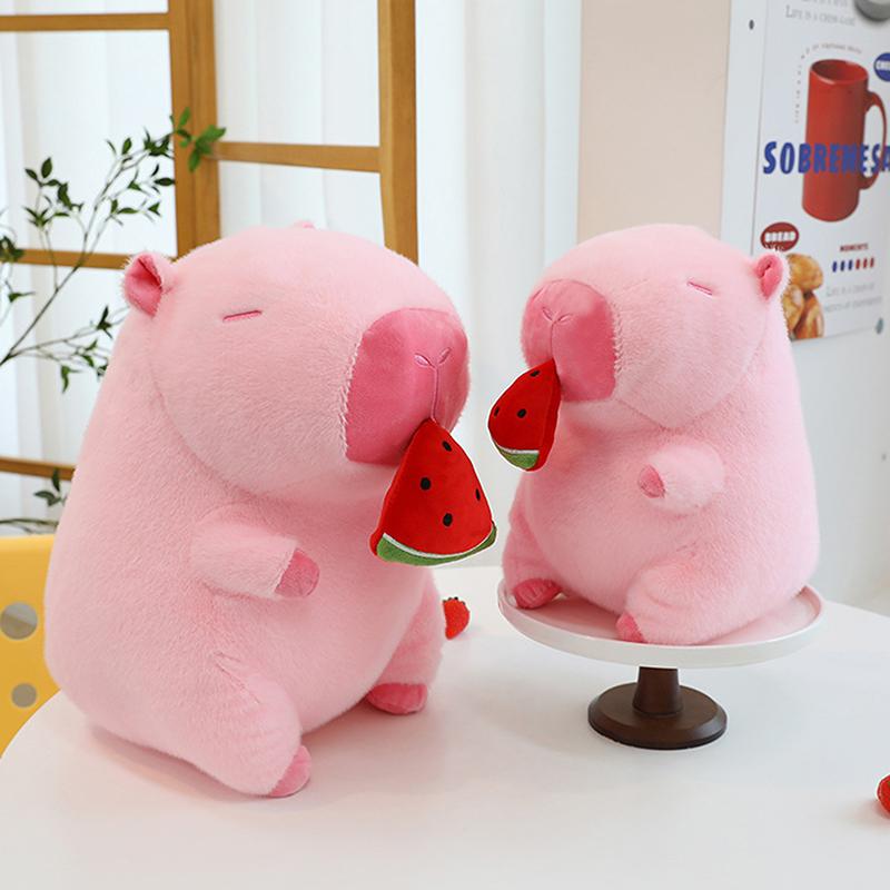 Милая розовая арбузная капибара, плюшевая игрушка-кукла, имитация животного, капибара, пушистая мягкая кукла, подарок на день рождения ребенка