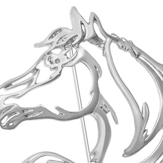 Yousheng Hollow-Out Horse Brooch Horse Head Brooch Pin Alloy Animal Brooch Clothes Accessory Zodiac Year Gift for Men Women Family Friends