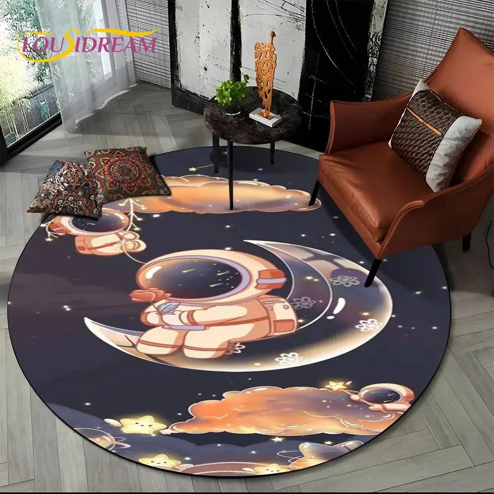 3D Космонавт Космический Мультяшный Круглый Ковер, Ковер для Гостиной Детской Спальни Дивана Игровой Комнаты, Нескользящий Коврик