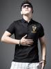 European New 2025 Men's Polo Shirt Short-Sleeve T-Shirt Trendy Brand Rhinestone Men's Casual Polo Top Summer