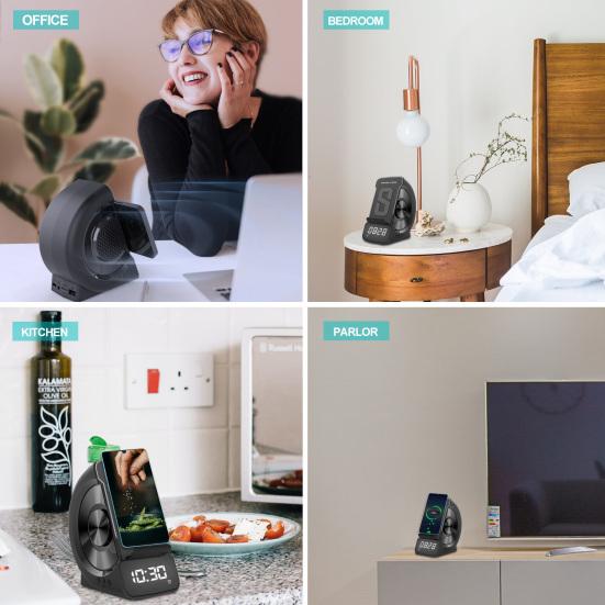 Беспроводное зарядное устройство WD-200, Bluetooth-совместимый динамик, цифровой светодиодный дисплей, будильник, радио, зарядная станция