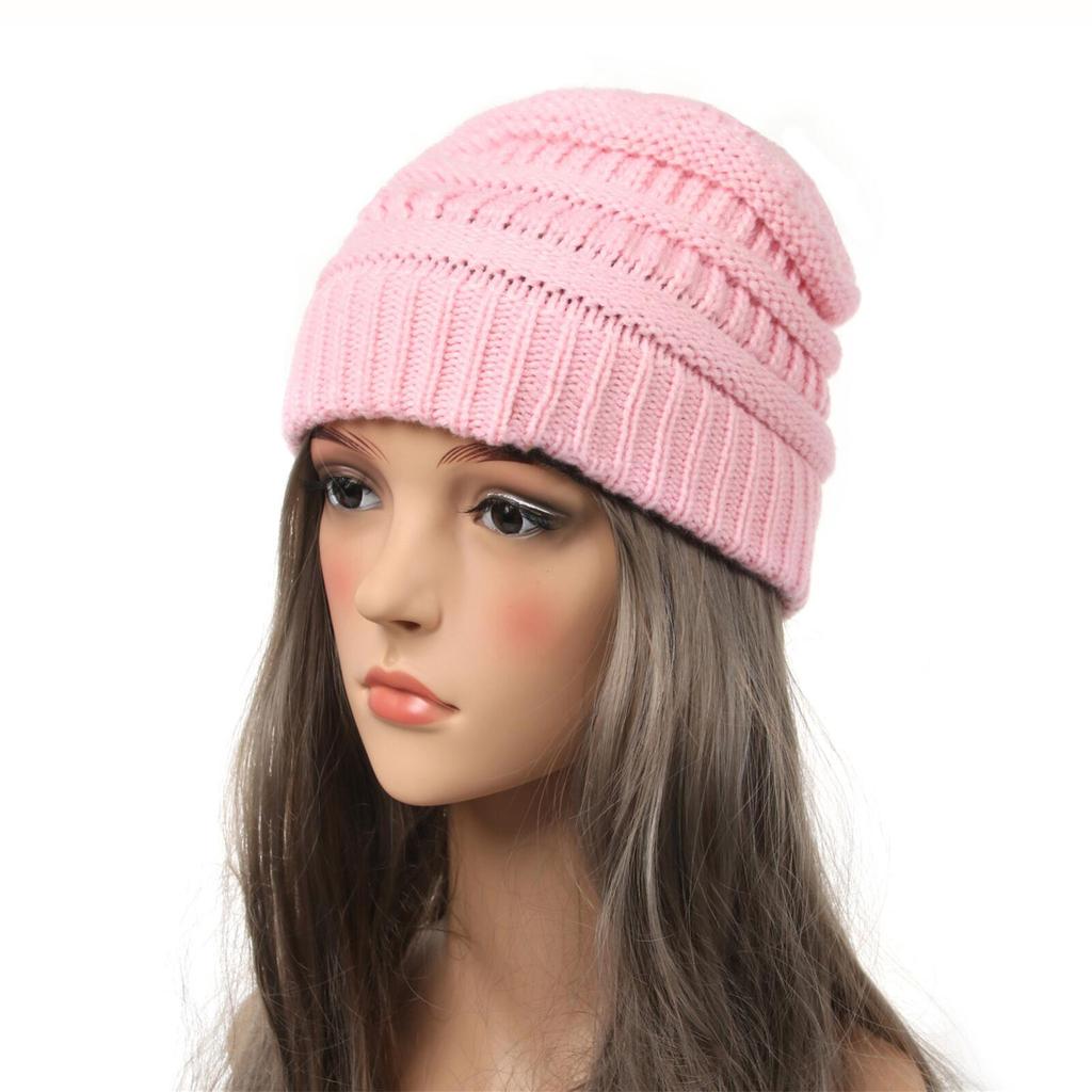 New Autumn And Winter Wool Cap European And American Women's Capped Cap Warm Knitted Cap Simple Solid-Coloured Cap