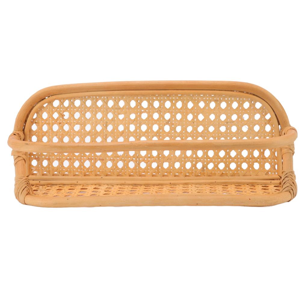 Rattan Wall Shelf Hand Crafted Durable Natural Rattan Hanging Rack Wall Storage Shelf for Bathroom