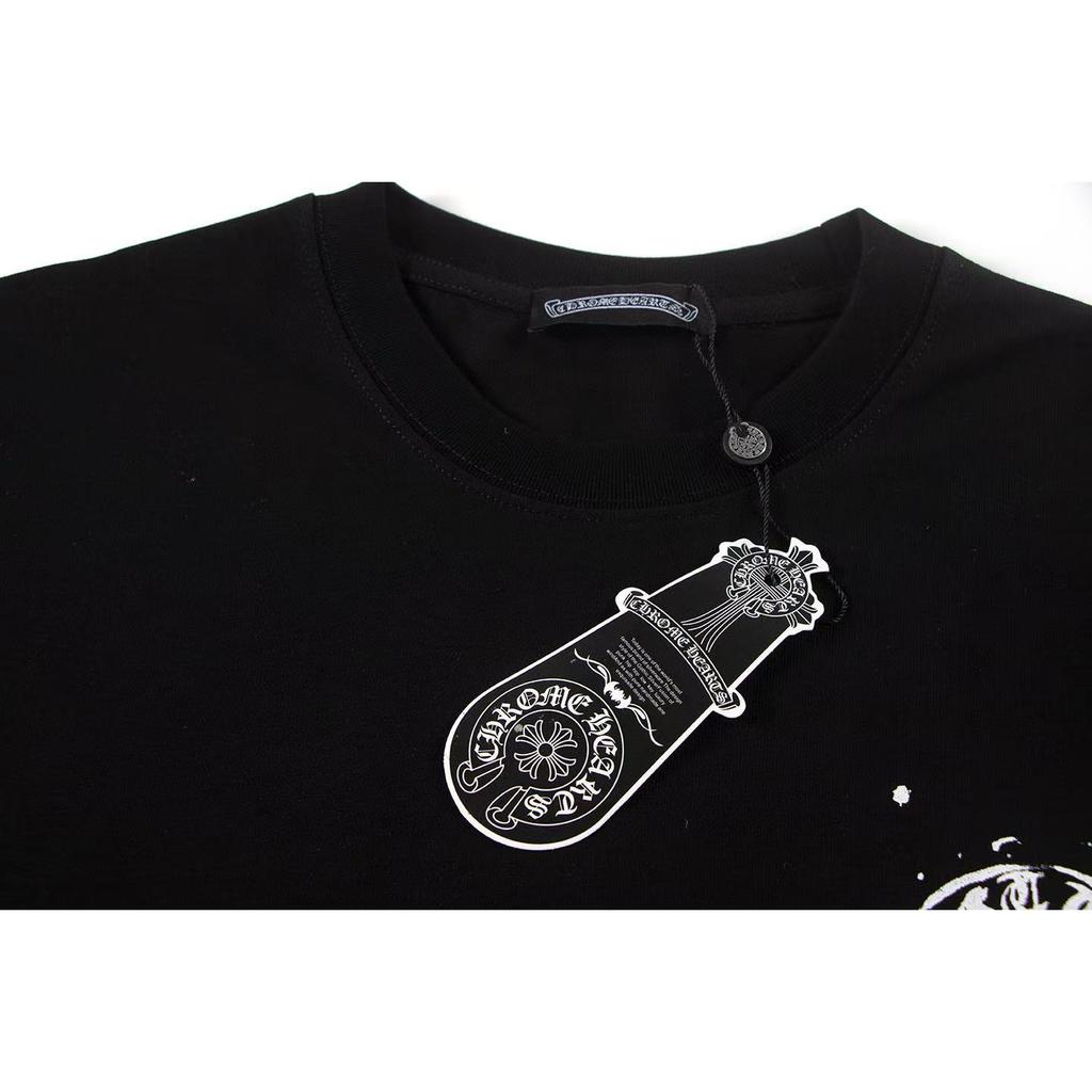W387 CHROME HEARTS 2025 Summer New High Quality Cotton Round Neck Loose Large Size T-shirt Couple T-shirt