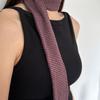 Geegee Cotton Stripe Long Scarf - Wine