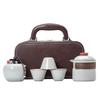 Outdoor Portable One Pot Three Cups Kung Fu Brewing Teapot Teacup Ru Kiln Travel Tea Set Gift Set