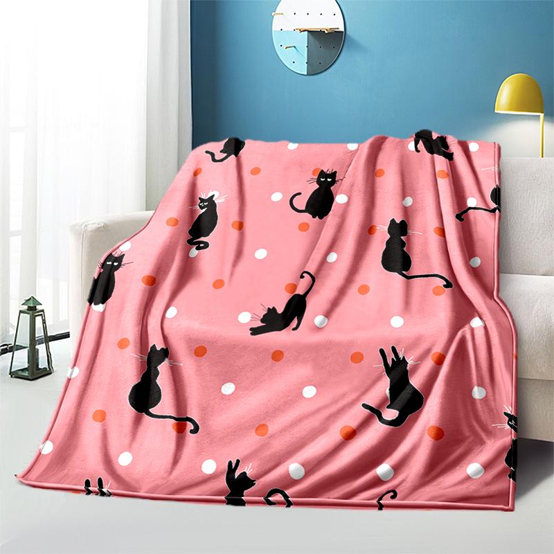 Cartoon Cat HD Printed Flannel Blanket Baby Girl Boy Office Camping Picnic Blankets for Children Sofa Blanket Soft Thin Blanket