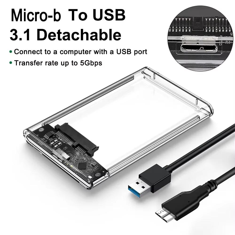 Xiaomi Transparent 2.5 Inch HDD Enclosure SSD SATA to USB 3.0 Type-C 3.1 Portable External Hard Drive Case Tool-Free