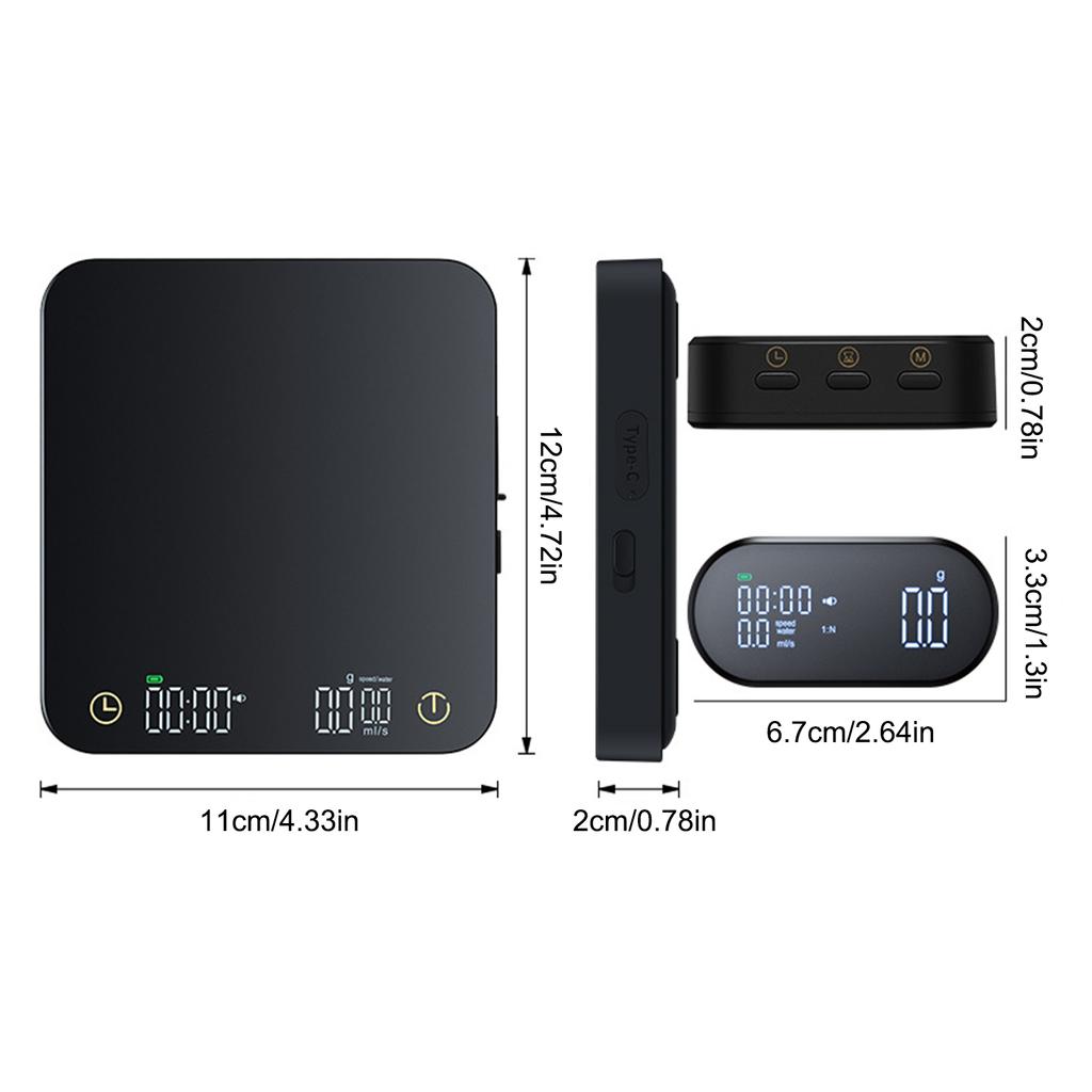 Digital Coffee Scale With Timer Wireless Display - 3Kg0.1G Accurate Kitchen Scale For Espresso And Pour Over Coffee