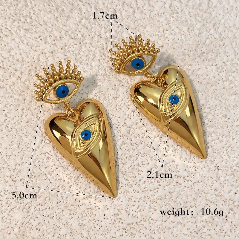 Модный подвеска-кулон 'Дьявольский глаз', серьги, ювелирные изделия из нержавеющей стали с золотым покрытием 18 карат, с капельным эмалированием