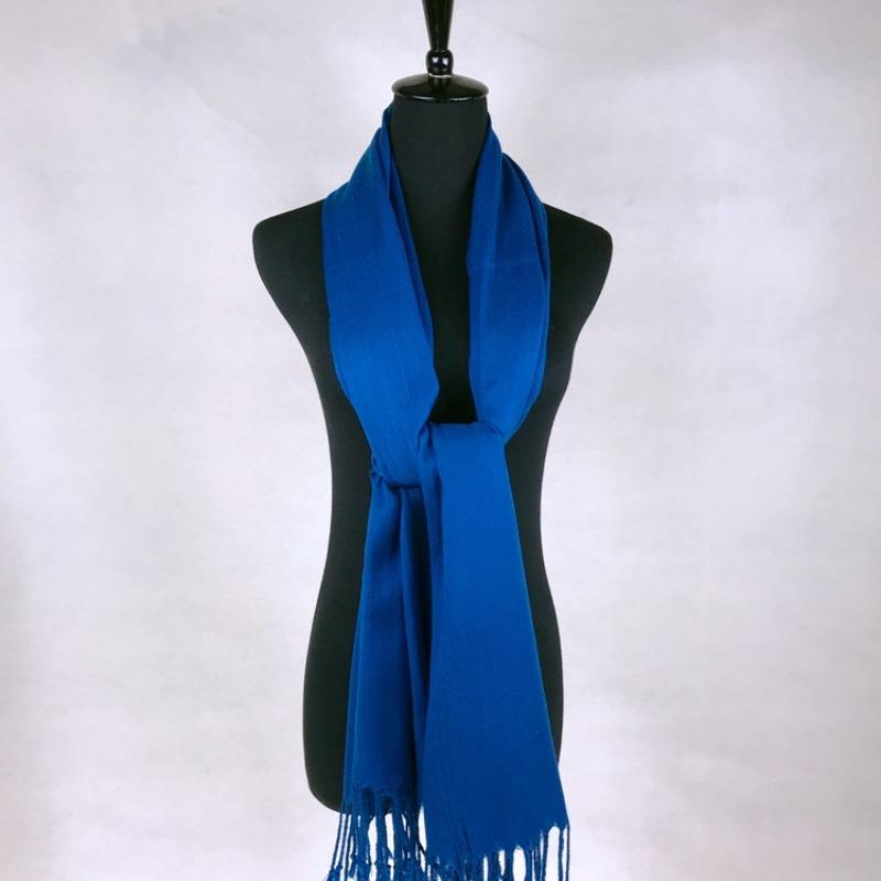 Big Red Club Gift Print OO Embroidery Solid Color Twill Cotton Shawl Scarf Extra Long High Sense