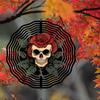 Gothic Skull and Rose Metal Wind Chime Outdoor Garden Decor Rotating Hanging Ornament Durable Vibrant Gift for Women Mothers Grandmothers Wives