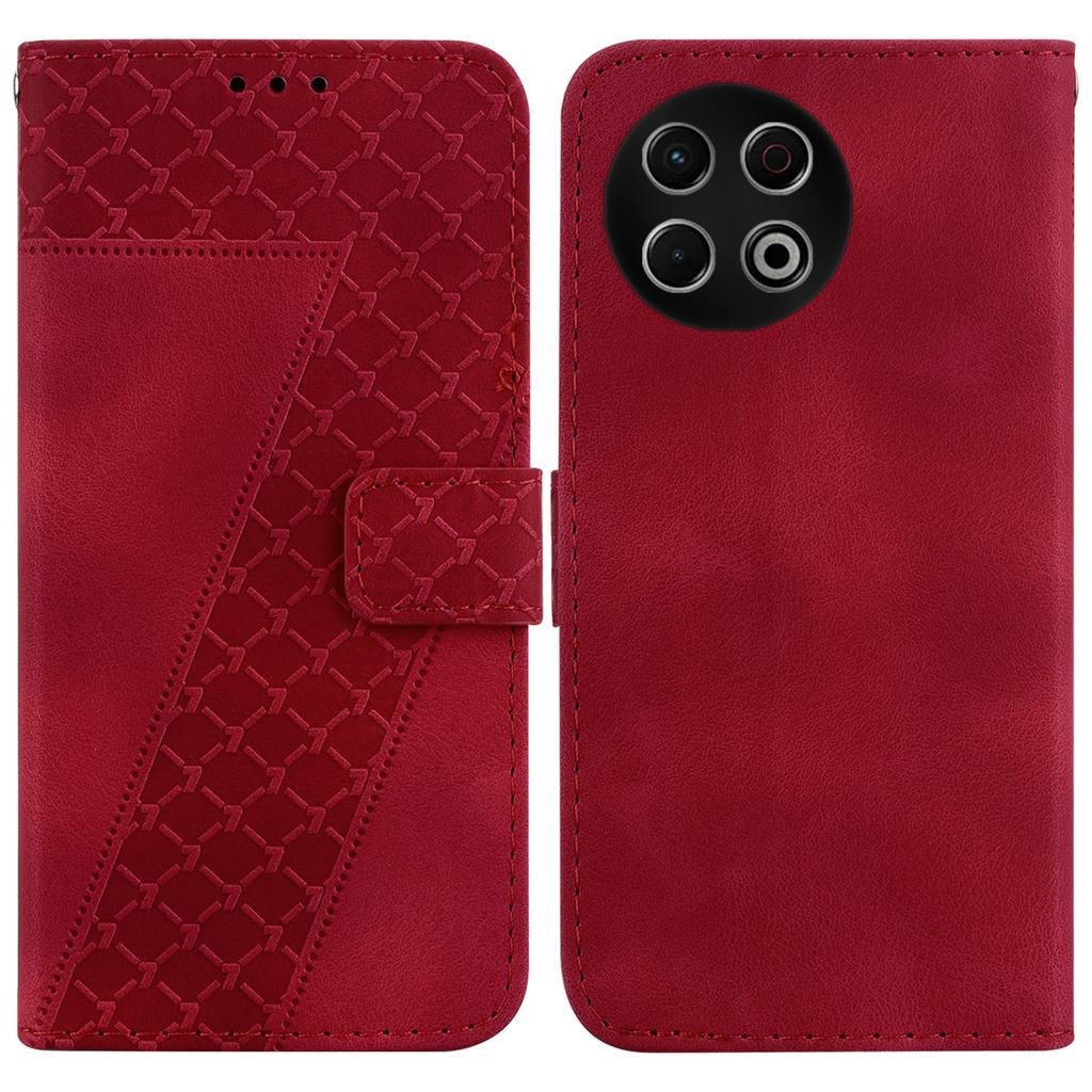 For TECNO Spark 30 Pro 4G Stand Case 7-Shaped Pattern Imprint Leather Phone Cover with Strap