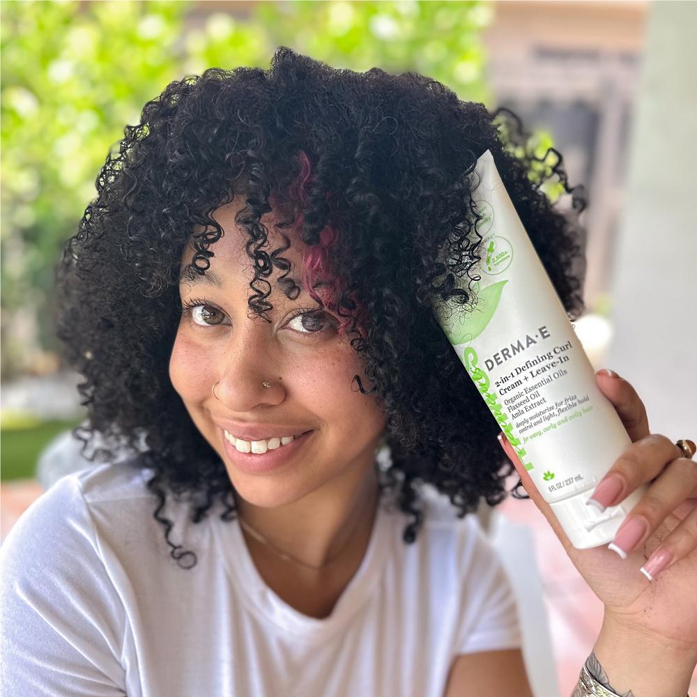 Derma E Alba Ramos Clean Curls 2 в 1 Крем для определения локонов + несмываемое средство, 8,0 унций