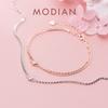 Modian Настоящее Серебро 925 Пробы Роскошный Двухслойный Одиночный Алмазный Браслет-Цепочка Коробка для Женщин Модный Браслет Тонкое Ювелирное Изделие