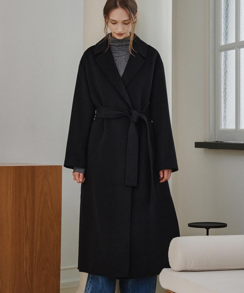 Maloupe 6510 Cashmere Long Coat (Black)