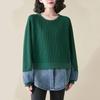 Long Sleeve Oversized Knitted Denim Top Casual Loose Spring Autumn Winter Pullover Sweater Clothes Women Sweaters